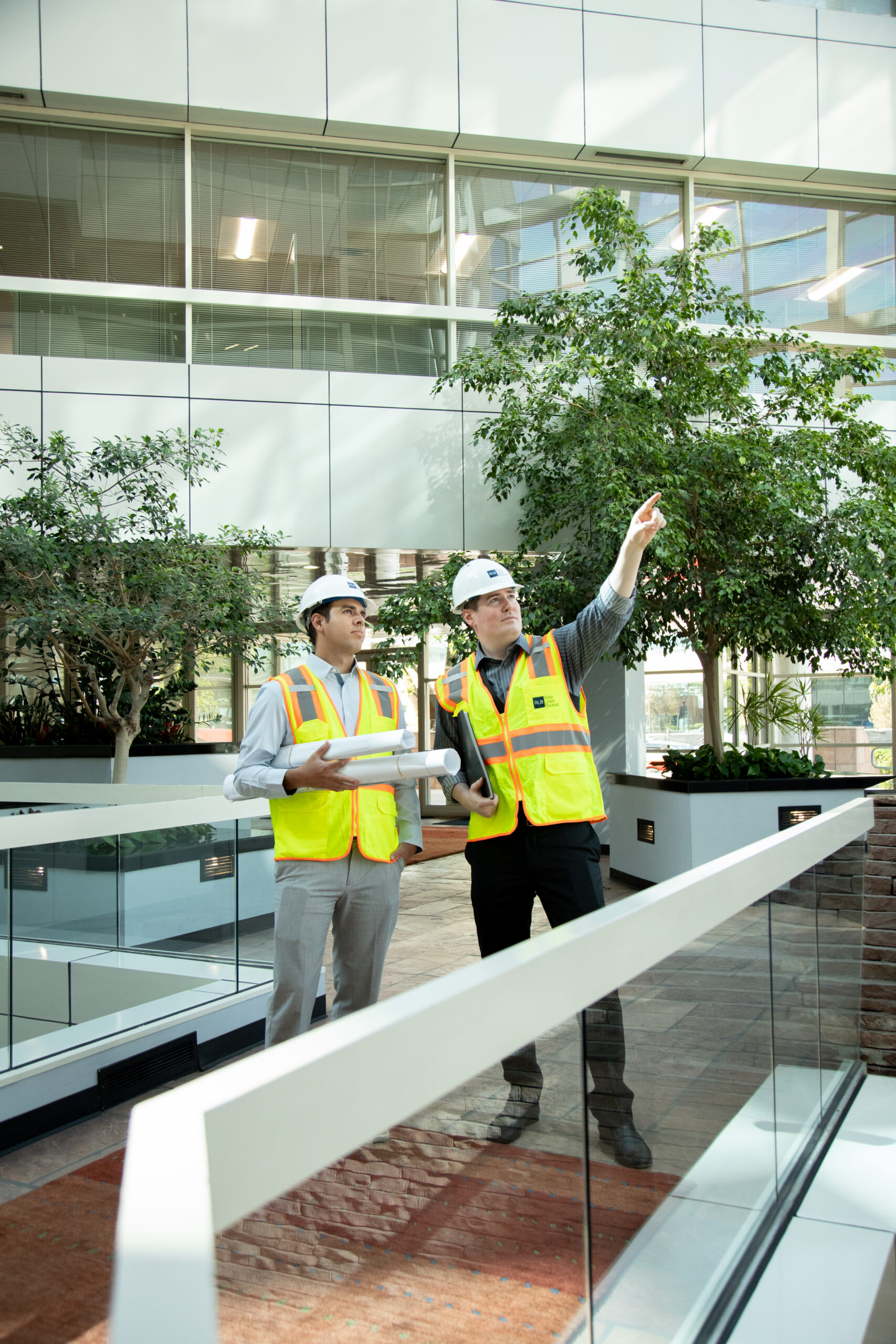 Team members reviewing plans in a professional workplace